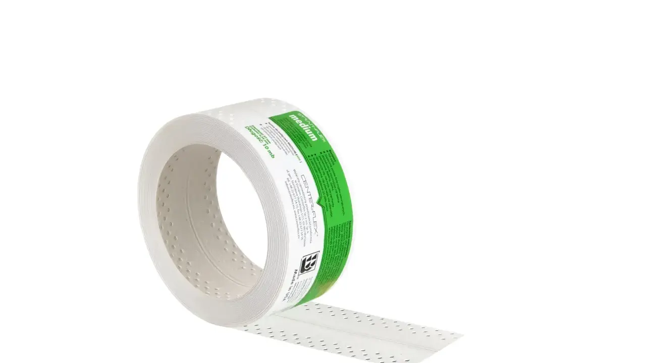 Taśma na łączenia płyt gipsowych CENTER-FLEX MEDIUM, 10 mb. Ułatwia tworzenie prostych rogów wewnętrznych, oszczędzając czas.