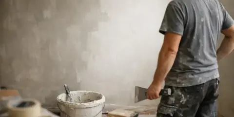Remont trwa, a ściana czeka. Ciekawi Cię, ile schnie szpachla? W wiadrze czeka kolejna porcja.