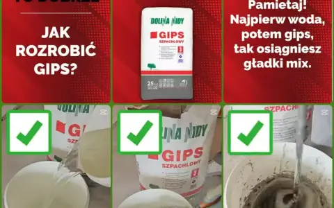 Jak rozrobić gips szpachlowy? Najpierw woda, potem gips, by uzyskać gładki mix. Sprawdź, ile schnie gips szpachlowy.