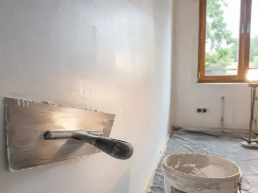 Idealna ściana po gładzi jest gładka i równa. Na zdjęciu widać narzędzie do jej wygładzania.