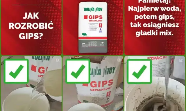 Jak rozrobić gips szpachlowy? Najpierw woda, potem gips, by uzyskać gładki mix. Sprawdź, ile schnie gips szpachlowy.
