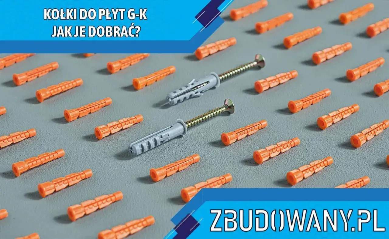 Pomarańczowe kołki do płyt gk i dwa szare z wkrętami. Dowiedz się, jak dobrać kołki do płyt gk, by Twoje mocowania były solidne.